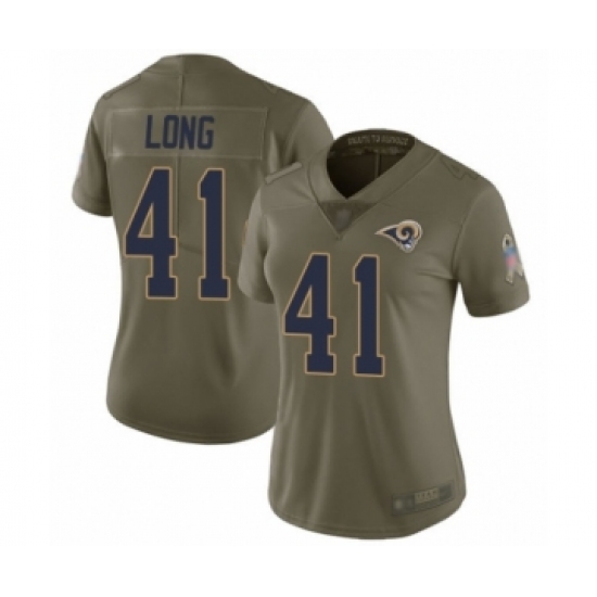 Women's Los Angeles Rams 41 David Long Limited Olive 2017 Salute to Service Football Jersey