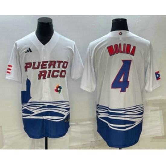 Men's Puerto Rico Baseball 4 Carlos Correa 2023 White World Baseball Classic Stitched Jersey