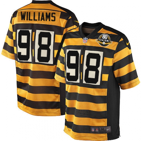 Men's Nike Pittsburgh Steelers 98 Vince Williams Game Yellow/Black Alternate 80TH Anniversary Throwback NFL Jersey