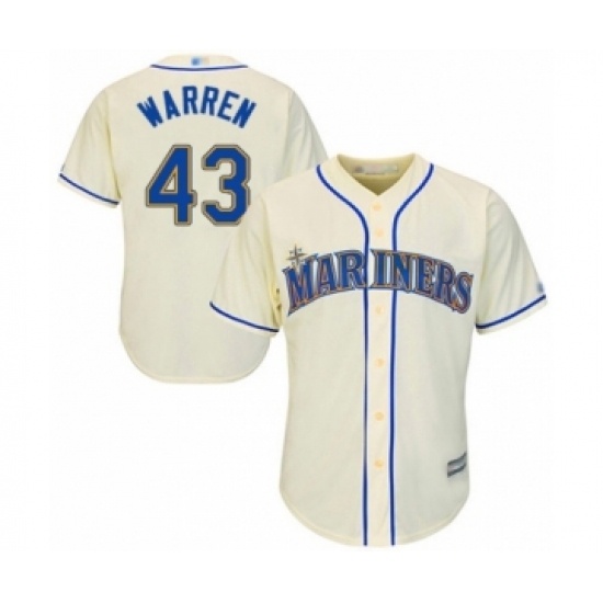 Youth Seattle Mariners 43 Art Warren Authentic Cream Alternate Cool Base Baseball Player Jersey