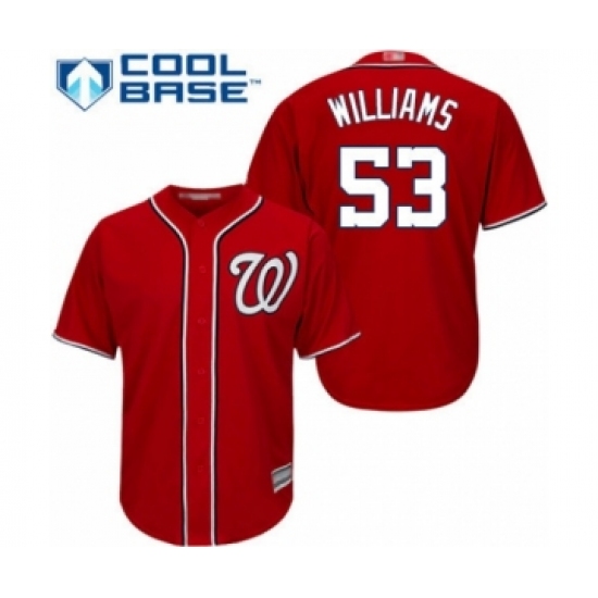 Youth Washington Nationals 53 Austen Williams Authentic Red Alternate 1 Cool Base Baseball Player Jersey