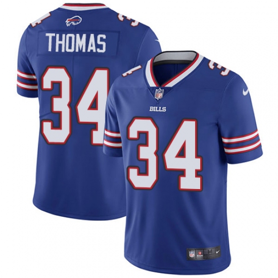 Men's Nike Buffalo Bills 34 Thurman Thomas Royal Blue Team Color Vapor Untouchable Limited Player NFL Jersey