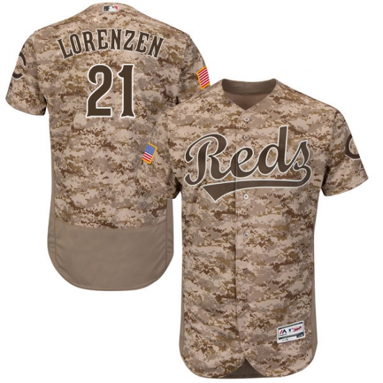 Men's Majestic Cincinnati Reds 21 Michael Lorenzen Camo Alternate Flexbase Authentic Collection MLB Jersey