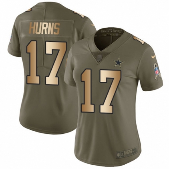 Women's Nike Dallas Cowboys 17 Allen Hurns Limited Olive/Gold 2017 Salute to Service NFL Jersey