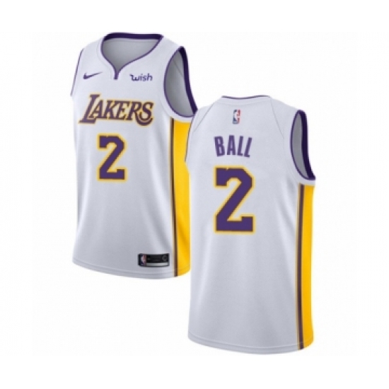 Women's Los Angeles Lakers 2 Lonzo Ball Authentic White Basketball Jersey - Association Edition