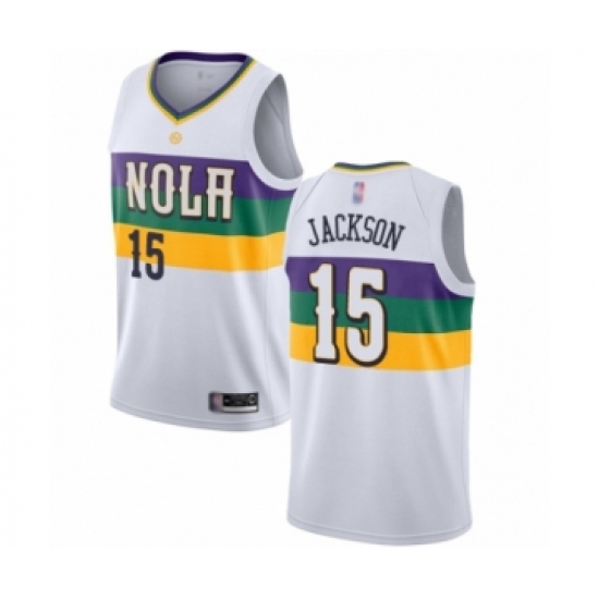 Men's New Orleans Pelicans 15 Frank Jackson Authentic White Basketball Jersey - City Edition