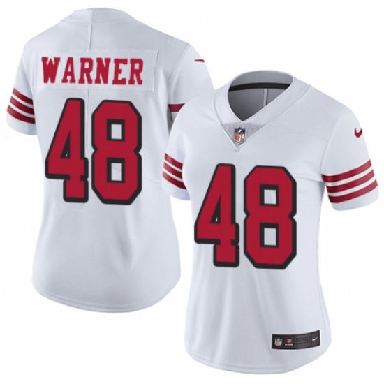 Women's Nike San Francisco 49ers 48 Fred Warner Limited White Rush Vapor Untouchable NFL Jersey