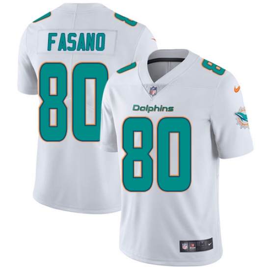 Youth Nike Miami Dolphins 80 Anthony Fasano White Vapor Untouchable Limited Player NFL Jersey