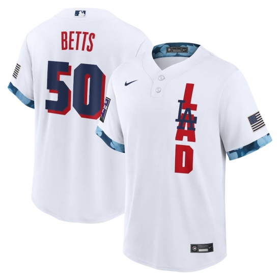 Men's Los Angeles Dodgers 50 Mookie Betts Nike White 2021 MLB All-Star Game Replica Player Jersey