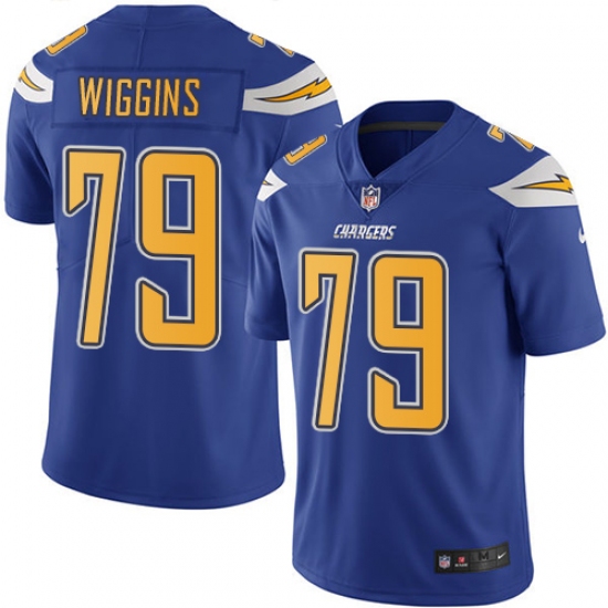 Youth Nike Los Angeles Chargers 79 Kenny Wiggins Limited Electric Blue Rush Vapor Untouchable NFL Jersey