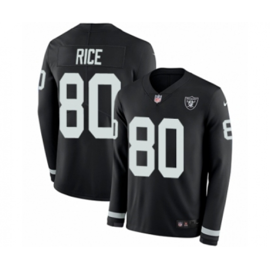 Men's Nike Oakland Raiders 80 Jerry Rice Limited Black Therma Long Sleeve NFL Jersey