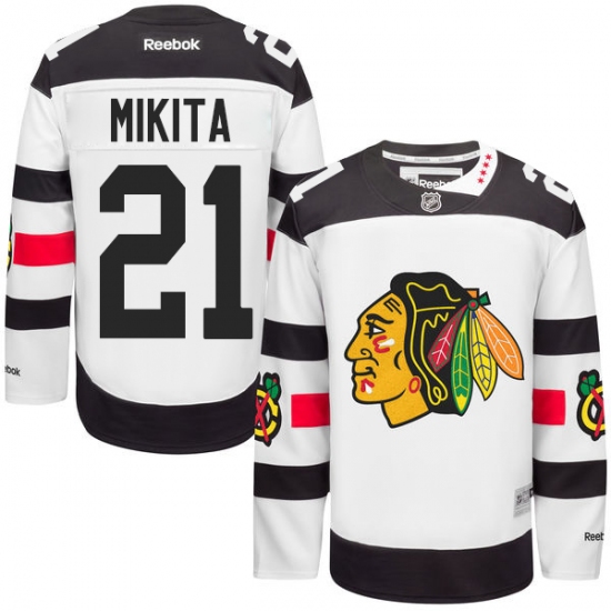 Men's Reebok Chicago Blackhawks 21 Stan Mikita Authentic White 2016 Stadium Series NHL Jersey