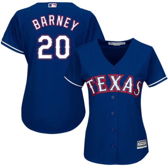 Women's Majestic Texas Rangers 20 Darwin Barney Authentic Royal Blue Alternate 2 Cool Base MLB Jersey