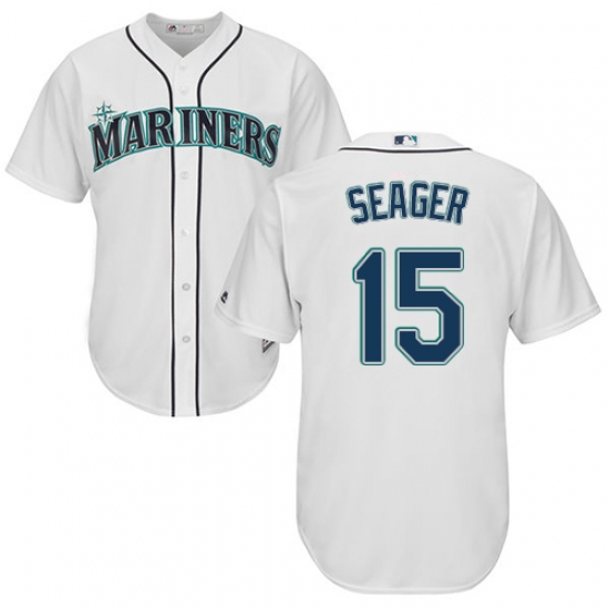 Men's Majestic Seattle Mariners 15 Kyle Seager Replica White Home Cool Base MLB Jersey