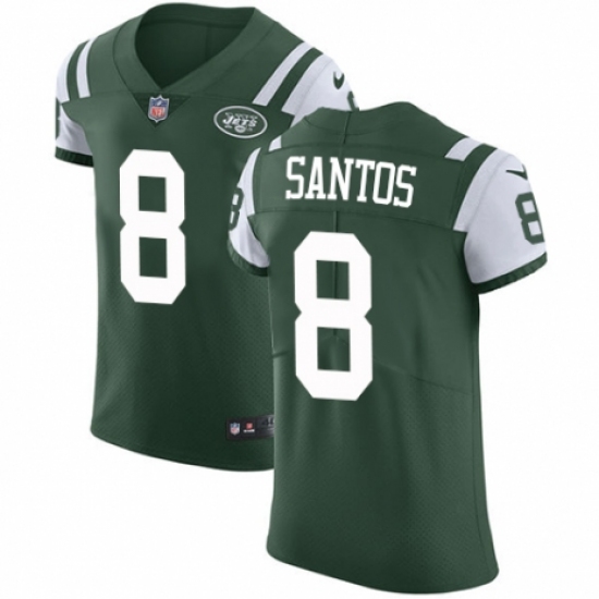 Men's Nike New York Jets 8 Cairo Santos Green Team Color Vapor Untouchable Elite Player NFL Jersey