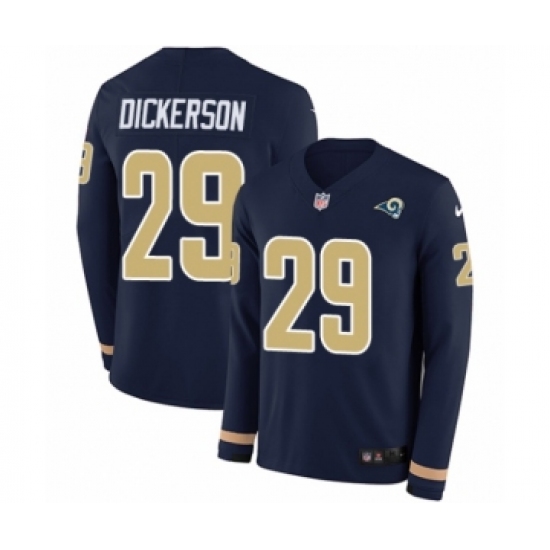 Men's Nike Los Angeles Rams 29 Eric Dickerson Limited Navy Blue Therma Long Sleeve NFL Jersey