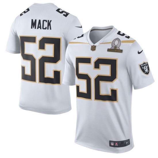 Men's Nike Oakland Raiders 52 Khalil Mack Elite White Team Rice 2016 Pro Bowl NFL Jersey