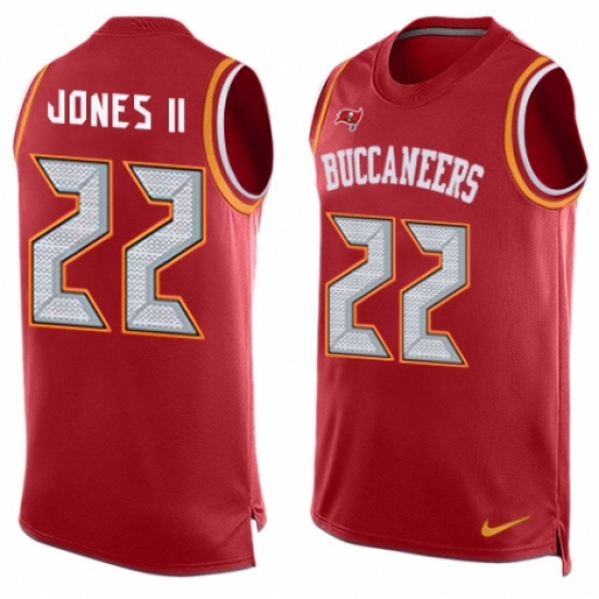 Men's Nike Tampa Bay Buccaneers 22 Ronald Jones II Limited Red Player Name & Number Tank Top NFL Jersey