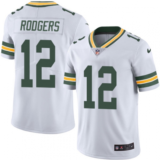 Youth Nike Green Bay Packers 12 Aaron Rodgers White Vapor Untouchable Limited Player NFL Jersey