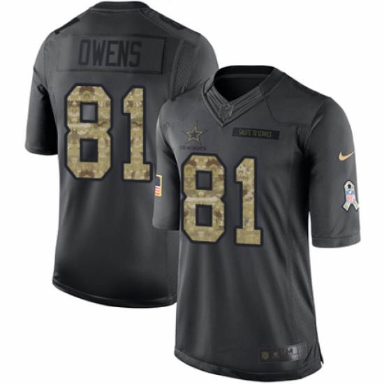 Men's Nike Dallas Cowboys 81 Terrell Owens Limited Black 2016 Salute to Service NFL Jersey