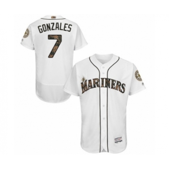Men's Seattle Mariners 7 Marco Gonzales Authentic White 2016 Memorial Day Fashion Flex Base Baseball Player Jersey