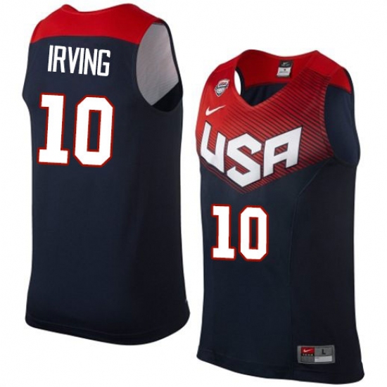 Men's Nike Team USA 10 Kyrie Irving Authentic Navy Blue 2014 Dream Team Basketball Jersey
