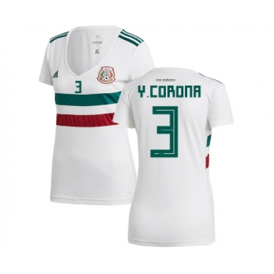 Women's Mexico 3 Y.Corona Away Soccer Country Jersey