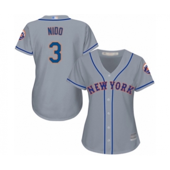 Women's New York Mets 3 Tomas Nido Authentic Grey Road Cool Base Baseball Player Jersey