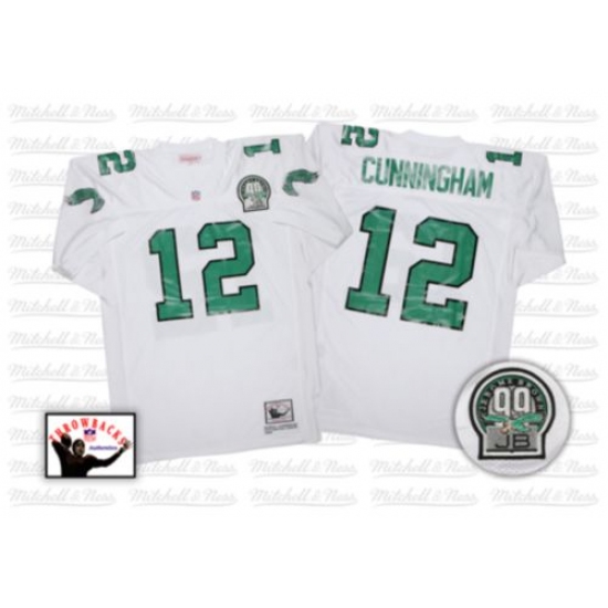 Mitchell And Ness Philadelphia Eagles 12 Randall Cunningham White Authentic NFL Jersey