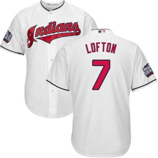 Youth Majestic Cleveland Indians 7 Kenny Lofton Authentic White Home 2016 World Series Bound Cool Base MLB Jersey
