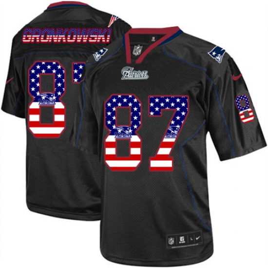 Men's Nike New England Patriots 87 Rob Gronkowski Elite Black USA Flag Fashion NFL Jersey