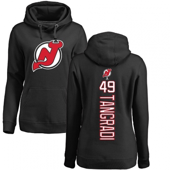 NHL Women's Adidas New Jersey Devils 49 Eric Tangradi Black Backer Pullover Hoodie