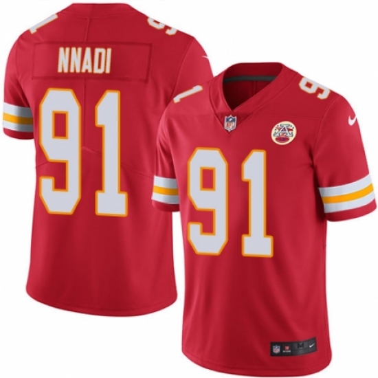 Men's Nike Kansas City Chiefs 91 Derrick Nnadi Red Team Color Vapor Untouchable Limited Player NFL Jersey