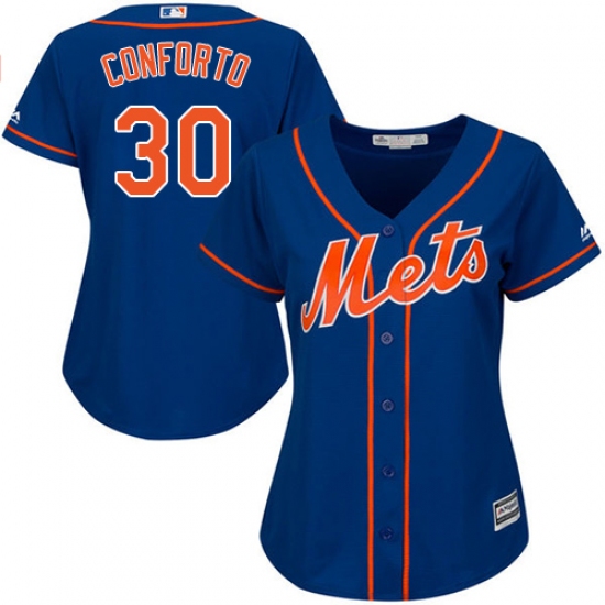 Women's Majestic New York Mets 30 Michael Conforto Authentic Royal Blue Alternate Home Cool Base MLB Jersey