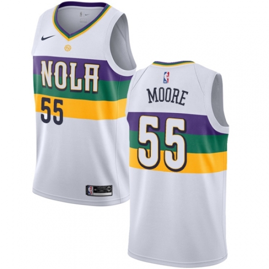 Men's Nike New Orleans Pelicans 55 E Twaun Moore Swingman White NBA Jersey - City Edition