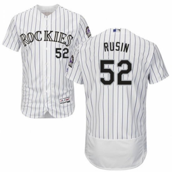Men's Majestic Colorado Rockies 52 Chris Rusin White Home Flex Base Authentic Collection MLB Jersey