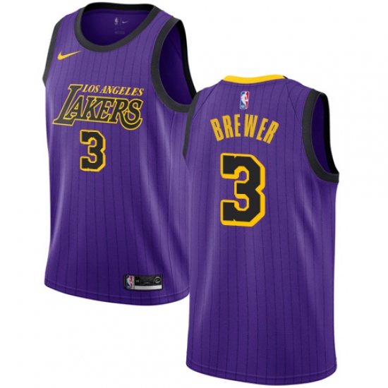 Youth Nike Los Angeles Lakers 3 Corey Brewer Swingman Purple NBA Jersey - City Edition