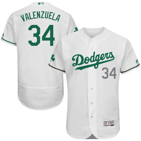 Men's Majestic Los Angeles Dodgers 34 Fernando Valenzuela White Celtic Flexbase Authentic Collection MLB Jersey