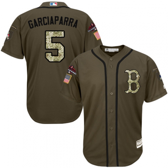 Men's Majestic Boston Red Sox 5 Nomar Garciaparra Authentic Green Salute to Service 2018 World Series Champions MLB Jersey