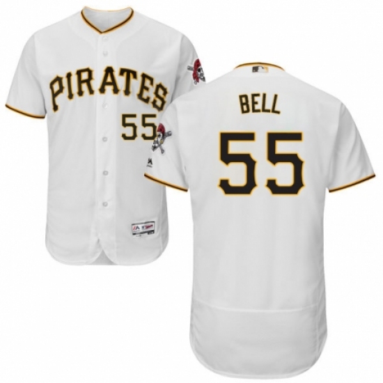 Men's Majestic Pittsburgh Pirates 55 Josh Bell White Home Flex Base Authentic Collection MLB Jersey