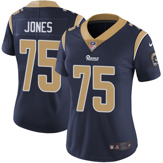 Women's Nike Los Angeles Rams 75 Deacon Jones Elite Navy Blue Team Color NFL Jersey
