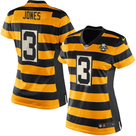 Women's Nike Pittsburgh Steelers 3 Landry Jones Limited Yellow/Black Alternate 80TH Anniversary Throwback NFL Jersey