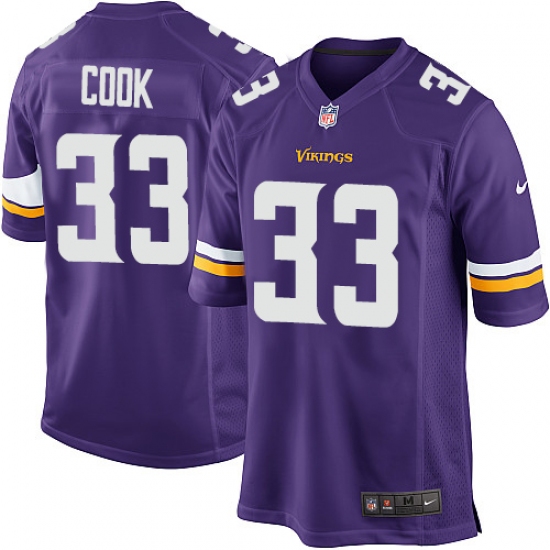 Men's Nike Minnesota Vikings 33 Dalvin Cook Game Purple Team Color NFL Jersey