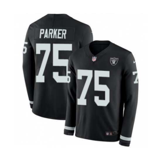 Youth Nike Oakland Raiders 75 Brandon Parker Limited Black Therma Long Sleeve NFL Jersey