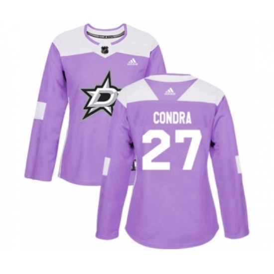 Women's Adidas Dallas Stars 27 Erik Condra Authentic Purple Fights Cancer Practice NHL Jersey