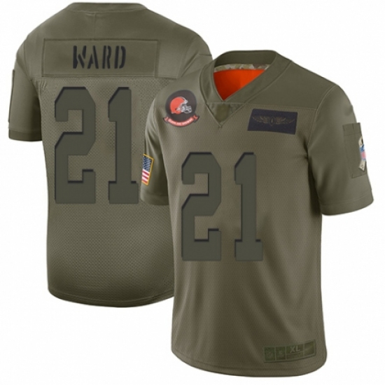Women's Cleveland Browns 21 Denzel Ward Limited Camo 2019 Salute to Service Football Jersey