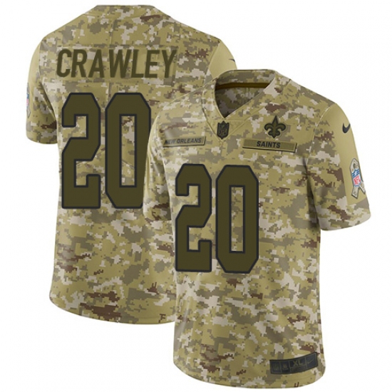 Youth Nike New Orleans Saints 20 Ken Crawley Limited Camo 2018 Salute to Service NFL Jersey
