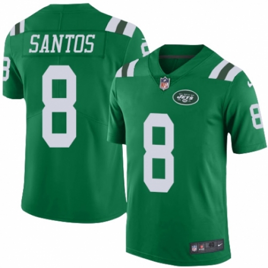 Men's Nike New York Jets 8 Cairo Santos Elite Green Rush Vapor Untouchable NFL Jersey