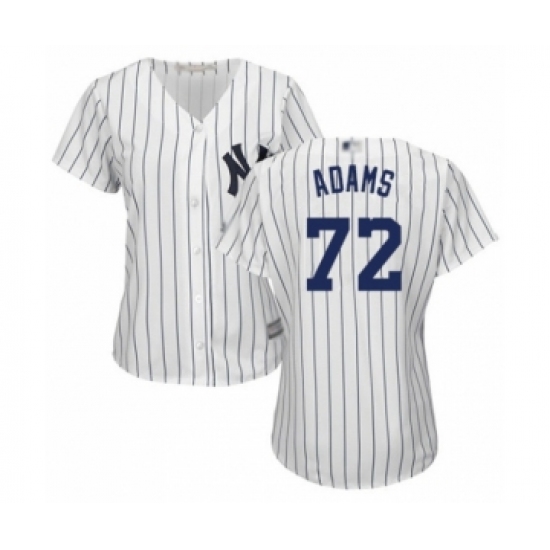 Women's New York Yankees 72 Chance Adams Authentic White Home Baseball Player Jersey
