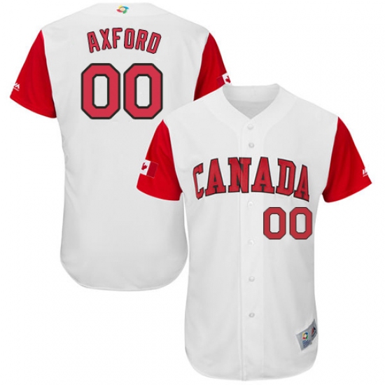 Men's Canada Baseball Majestic 00 John Axford White 2017 World Baseball Classic Authentic Team Jersey